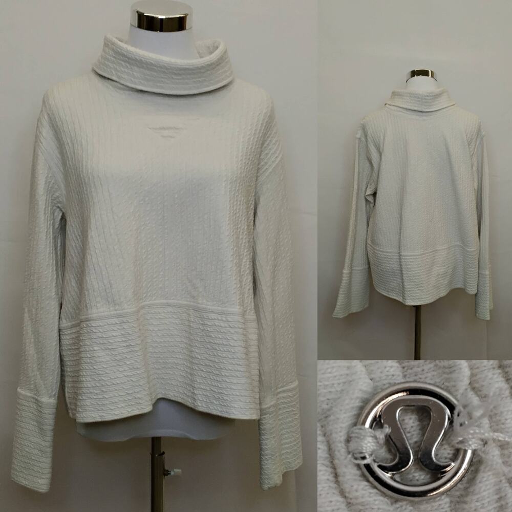 Lululemon Crepe Funnel-Neck Pullover Sweater Women's M White Athleisure #J5211